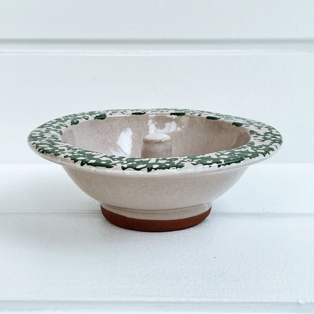 The Original Apple Baker Home Sponge Green On White Rim Redware Baking Dish